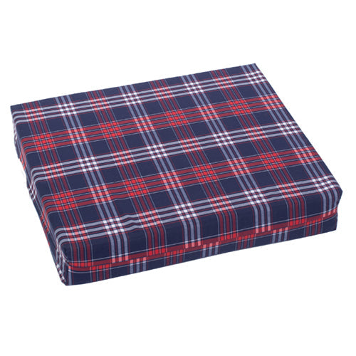 Wheelchair Cushion 18 x 16 x 2 Red Plaid - Durable Foam, Washable Cover