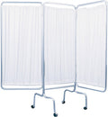 Drive 3 Panel Privacy Screen with Casters - 70.5" Height, White Vinyl, 15 lbs