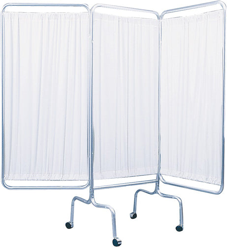 Drive 3 Panel Privacy Screen with Casters - 70.5" Height, White Vinyl, 15 lbs