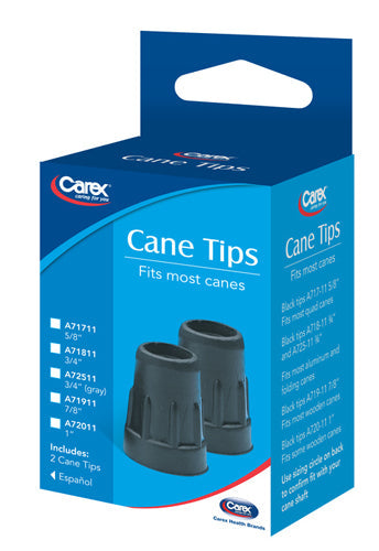 7/8 Inch Metal Reinforced Rubber Cane Tips - 6 Pair Case