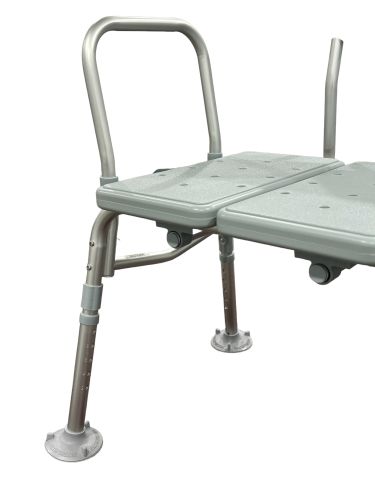 Bathroom Transfer Bench with Adjustable Height and Reversible Back, 400 lb Capacity - Blue Jay