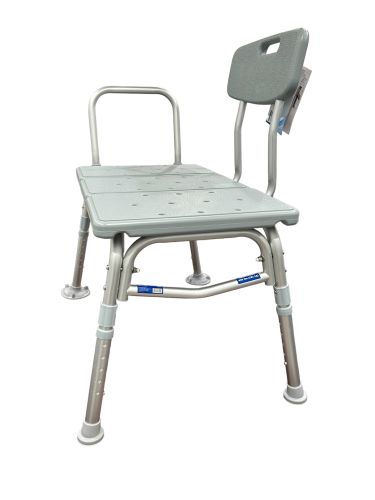 Bathroom Transfer Bench with Adjustable Height and Reversible Back, 400 lb Capacity - Blue Jay