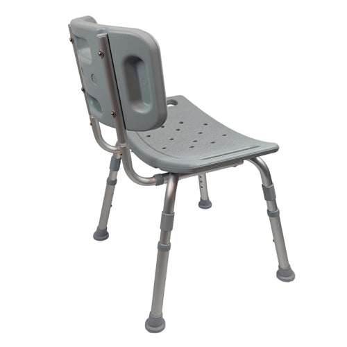 Blue Jay Bathroom Shower Chair with Back - Aluminum Frame, Adjustable Height, 300 lb Capacity