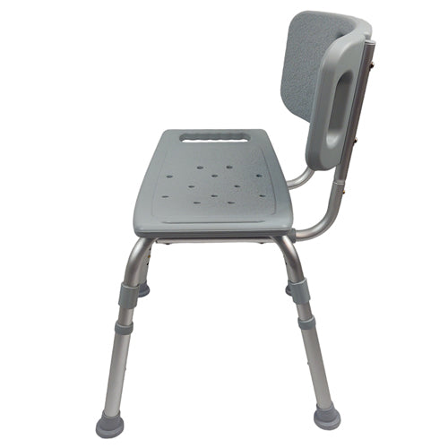 Blue Jay Bathroom Shower Chair with Back - Aluminum Frame, Adjustable Height, 300 lb Capacity