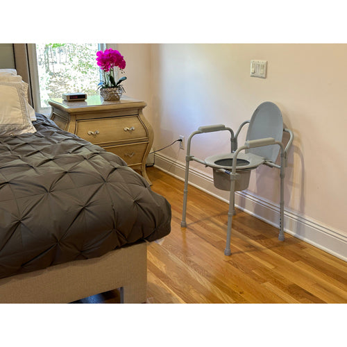 Blue Jay Folding Steel Commode with Elongated Seat, 350 lbs Capacity