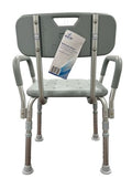 Bathroom Shower Chair with Back and Padded Arms - Adjustable Height, 300 lb Capacity - Cs/2