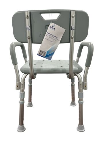 Bathroom Shower Chair with Back and Padded Arms - Adjustable Height, 300 lb Capacity - Cs/2