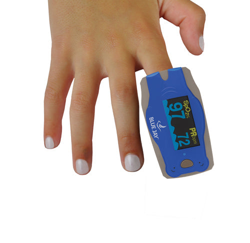 Pediatric Pulse Oximeter with OLED Screen - SpO2, PR Monitoring - Includes Batteries