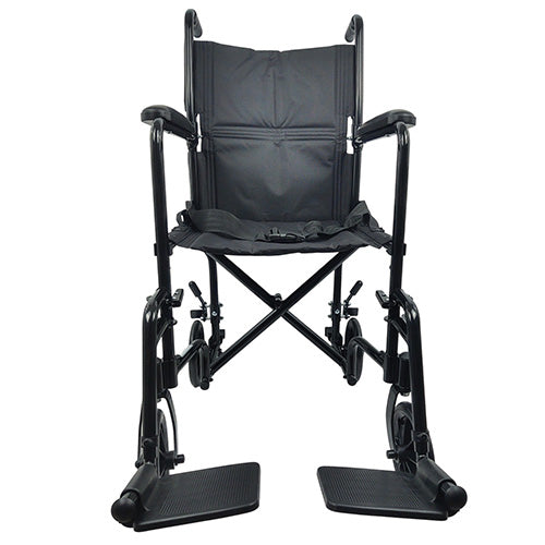 ROLL WITH ME 19" Lightweight Aluminum Transport Wheelchair, Black