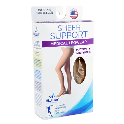 Ladies' Beige Maternity Panty Hose - 15-20 mmHg Compression Stockings for Pregnancy - Medium