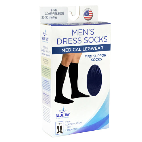 Men's Firm Compression Socks 20-30 mmHg - Navy, Large - Varicose Vein Support
