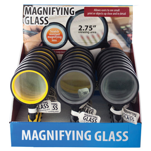 Magnifying Glass Countertop Display - 2.75" Diameter, Rubber Grip - Bx/24