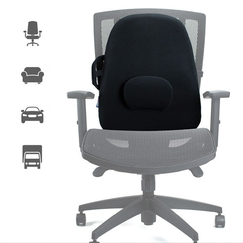 ObusForme Lowback Backrest Support - Black Lumbar Cushion for Posture & Comfort
