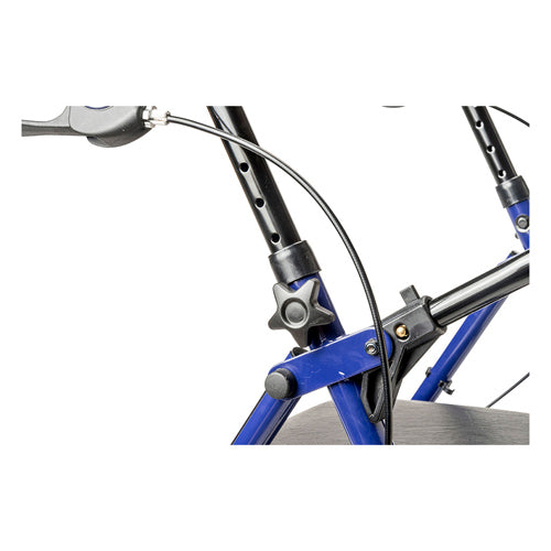 Blue Steel Rollator Walker with 6" Wheels, Padded Seat, and Adjustable Height