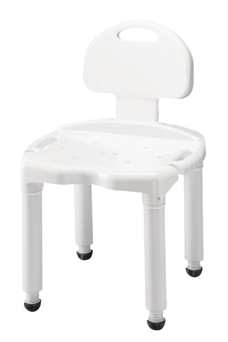 Carex Bath Bench with Back - Composite, Tool-Free Assembly, 400 lb Capacity