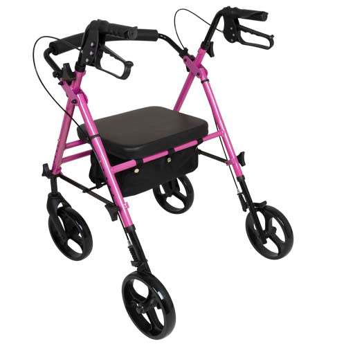 ProBasics Pink Aluminum Rollator - Height Adjustable, Lightweight, 300 lb Capacity
