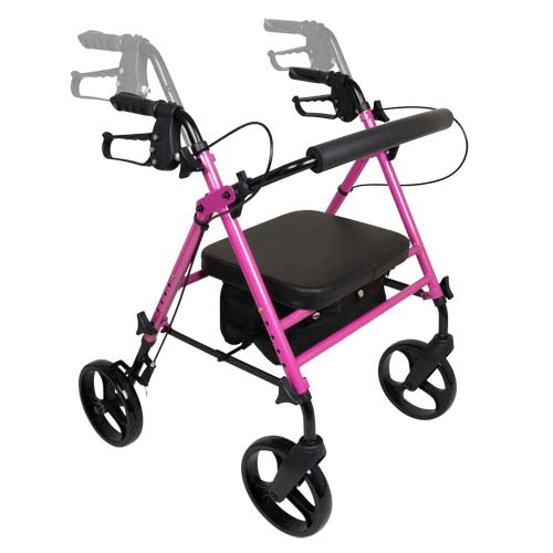 ProBasics Pink Aluminum Rollator - Height Adjustable, Lightweight, 300 lb Capacity