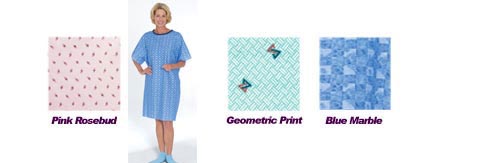 Reusable Tie-Back Patient Gown - Geometric Print, Polycotton Exam Gown