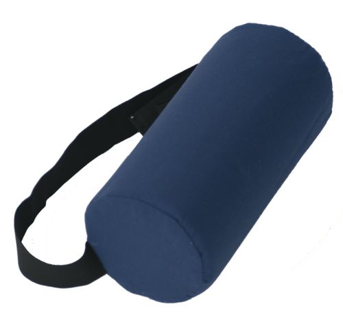 Lumbar Support Pillow for Back Pain Relief - Full Firm Navy Roll with Strap - 5" x 11"
