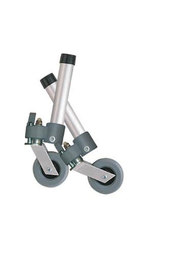 3" Swivel/Fixed Walker Wheels with Lock, Rear Glides, 350 lbs Capacity (Pair)