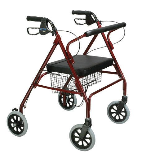 Bariatric Rollator Walker, Oversized Seat, 500 lb Capacity, Steel Frame, Blue