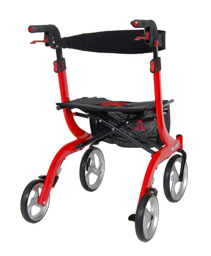 Nitro Rollator, Red, with 10" Casters, Euro-Style Folding Mobility Walker