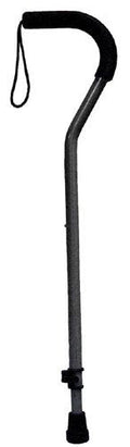 Aluminum Offset Cane with Tab-Loc Silencer & Ergonomic Grip - Silver