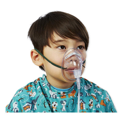 Pediatric Oxygen Mask with 7' Tubing - Medium Concentration - Soft Vinyl, Adjustable Fit