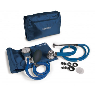 Dark Blue Blood Pressure Kit with Sprague Stethoscope - Latex-Free, Matching Carry Case