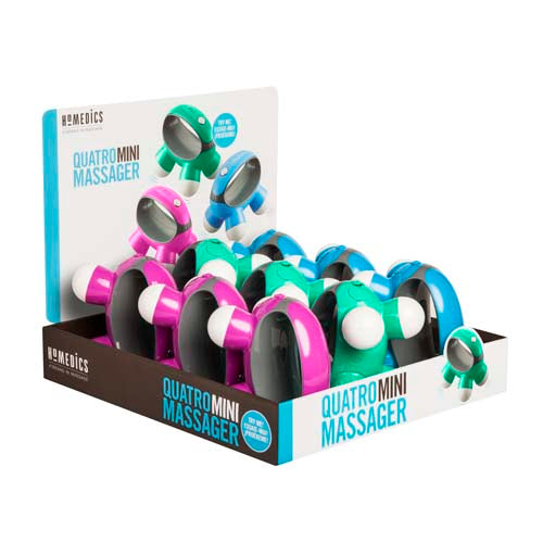 Quatro Mini Massager 9-Piece Display - Handheld Electric Massager with Comfort Grip & Try Me Feature