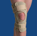 Hinged Knee Brace Dual Pivot Beige Large - Open Wrap Support for Post-Op Recovery