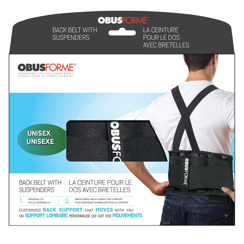 ObusForme Back Belt - Medium/Large - Black - Lower Back Support for Posture & Lifting