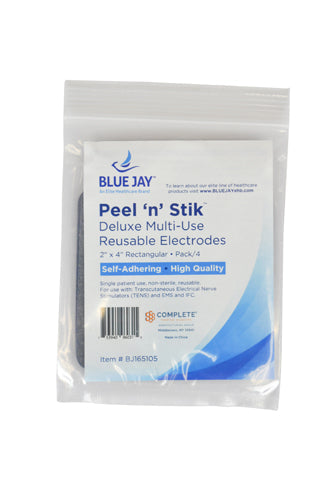 Blue Jay 2x4 Rectangle Reusable TENS Electrodes - Pack of 4 - Premium Quality