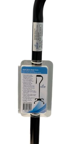 Blue Jay Brand Quad Cane - Small Base, Black, Lightweight Aluminum, 300 lb Capacity