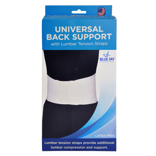 Blue Jay Universal Back Support with Lumbar Straps - White