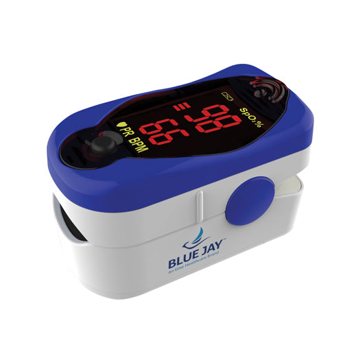 Blue Jay Finger Pulse Oximeter - Digital LED, SpO2 & Pulse Rate Monitor for Adults & Children