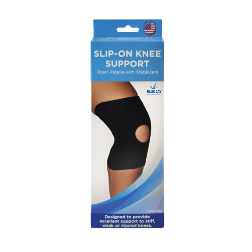 Blue Jay Knitted Elastic Knee Support with Open Patella & Stabilizers - Large