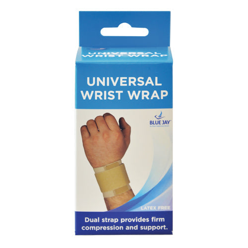 Blue Jay Beige Wrist Wrap - Firm Support, Adjustable Compression, One Size Fits Most