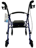 ROLL WITH ME Blue Steel Rollator with 6-inch Wheels, Padded Seat & Storage Pouch - Case of 2