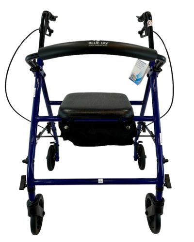 ROLL WITH ME Blue Steel Rollator with 6-inch Wheels, Padded Seat & Storage Pouch - Case of 2