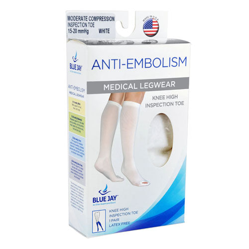 Anti-Embolism Stockings, 15-20 mmHg, Large/Regular, Inspection Toe, Below Knee