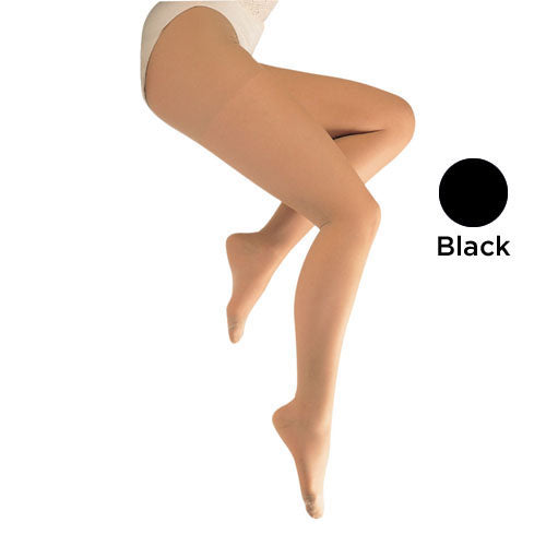 Ladies' Sheer Firm Support Pantyhose 20-30 mmHg - Black Queen Plus Size, Closed Toe Compression