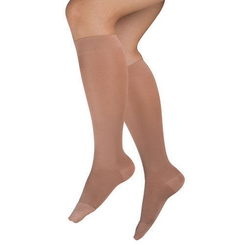 Ladies' Beige Sheer Firm Compression Knee High Stockings 20-30 mmHg