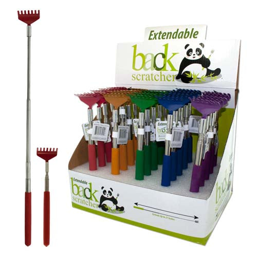 Extendable Back Scratcher with Anti-Slip Handle - 27" Reach - Colorful Display Bx/25