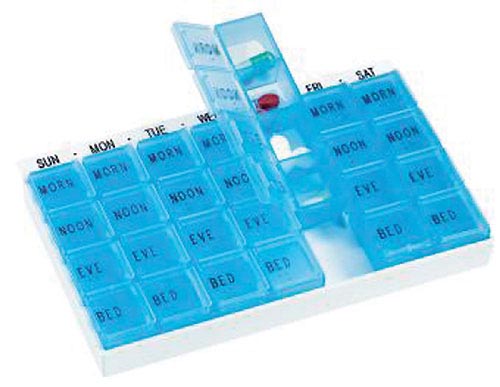 MediChest 7-Day Pill Organizer with Braille, 4 Compartments Per Day