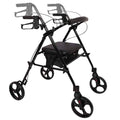 ProBasics Deluxe Aluminum Rollator, Height Adjustable, Padded Seat, 300 lb Capacity, Black