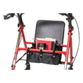 Red Steel Rollator Walker with 6" Wheels, Padded Seat, and Storage Pouch