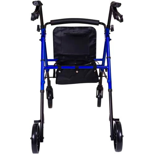 ProBasics Aluminum Rollator - Height Adjustable, Padded Seat, 300 lb Capacity, Blue