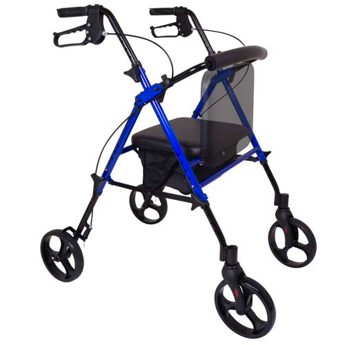 ProBasics Aluminum Rollator - Height Adjustable, Padded Seat, 300 lb Capacity, Blue