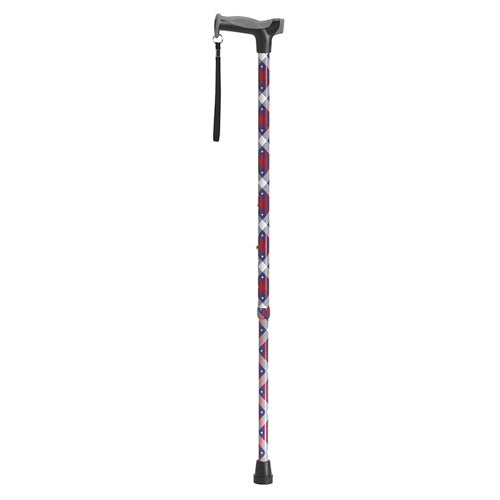 Comfort Grip Patriotic USA Aluminum Cane - Adjustable Walking Stick for Men & Women, 300 lbs Capacity
